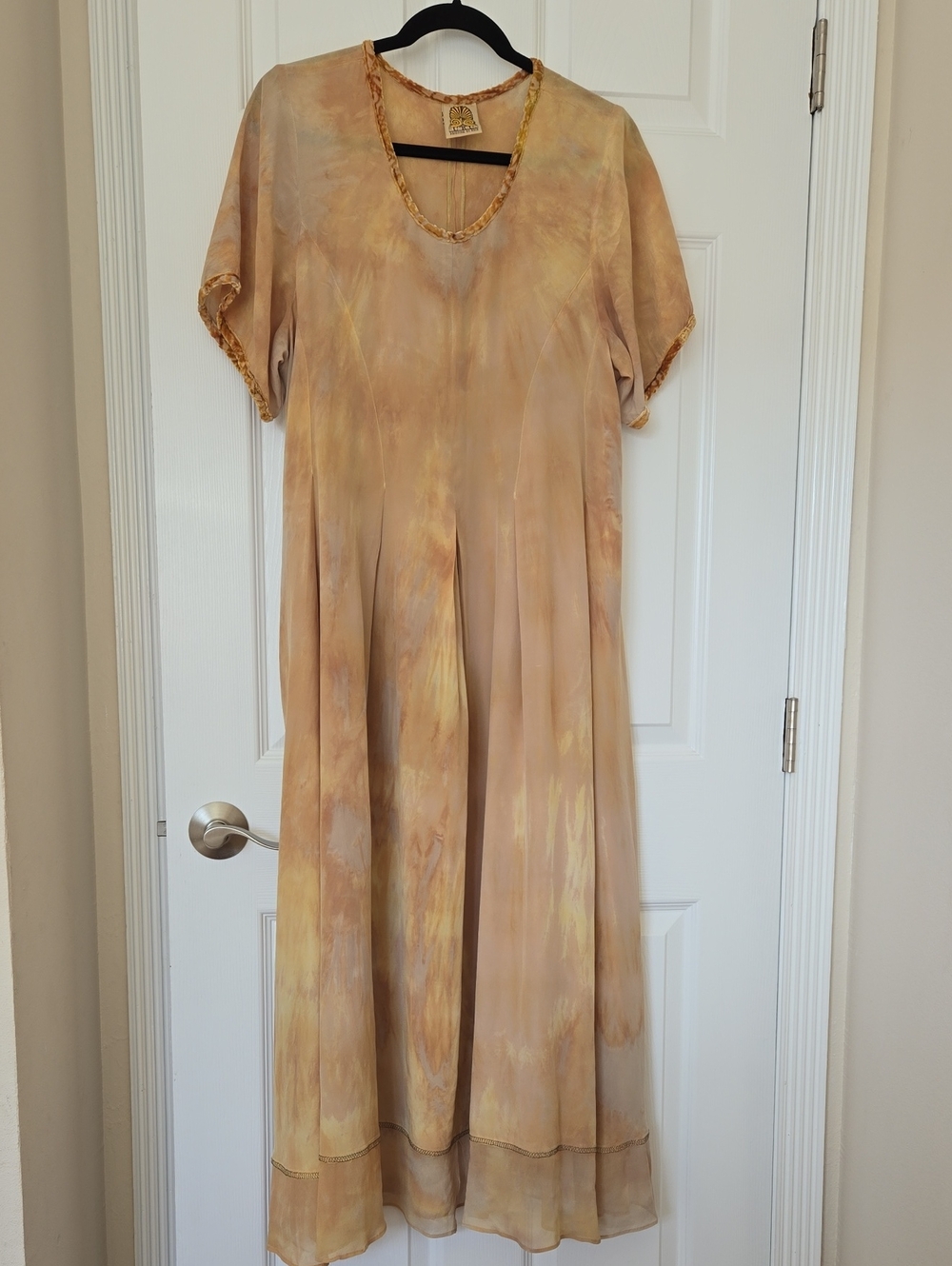 URU Kristine St. Rrik Hand Dyed Bohemian Tunic Maxi Dress 100% Silk Size M/L